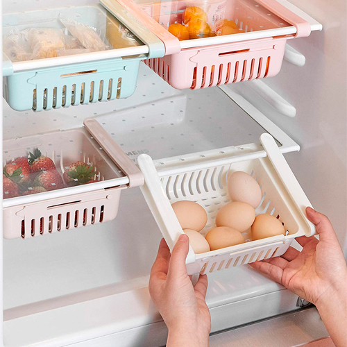 HapiLeap Frigoríficos Organizadores de Cajones - Caja de Almacenamiento del Refrigerador Mantenga el Refrigerador Ordenado Estante Soporte Contenedor de Alimentos Cestas (4 Pack)